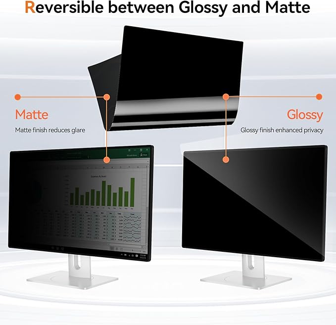 Mamol 24 Inch Computer Privacy Screen Filter for 16:9 Aspect Ratio Widescreen Monitor - Removable Computer Screen Privacy Shield and Anti Glare Blue Light Filter, Anti-Scratch Screen Protective Film