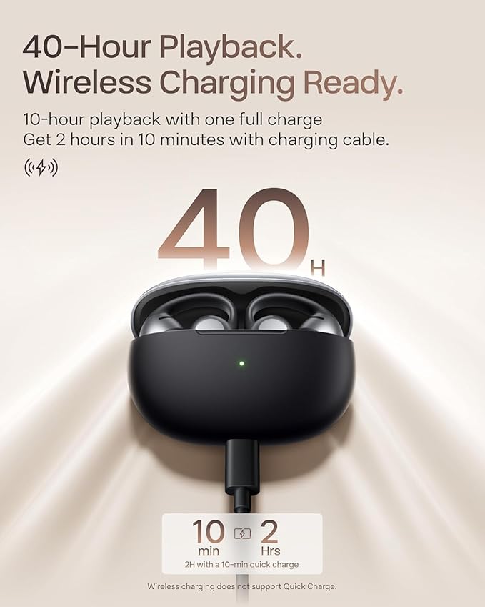 SHOKZ OpenDots ONE - Open-Ear Headphones - Wireless Bluetooth Earbuds with Microphone - Secure, Lightweight, Clip-On Fit - Premium Dolby Audio - Water Resistant - Fast Charging - Up to 40 hrs Playtime