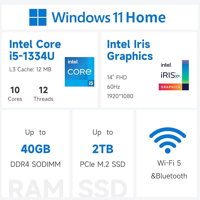 ASUS Vivobook 14X X1404VA-I512256 Laptop, 14" FHD 1920 * 1080, Intel Core i5-1334U,12GB DDR4 RAM, 256GB SSD, Wi-Fi 5, W11 Home, HDMI, Bundle with PCO Laptop Cooler