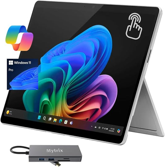 Microsoft Surface Pro 10 13" 2880x1920 @120Hz AI Tablet for Business, 10-Core Qualcomm Snapdragon X Plus Support Copilot AI Features, 16GB RAM, 2TB SSD, 2X USB-C, PDG USB-C Hub, Win 11 Pro, Platinum
