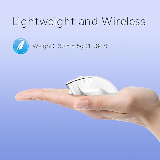 Uiosmuph Mini Wireless Bluetooth Mouse for Travel, Silent Rechargeable Computer Mouse for Laptop, Small Portable BT5.1/5.0 & 2.4Ghz with USB Receiver and Type C Adapter - White