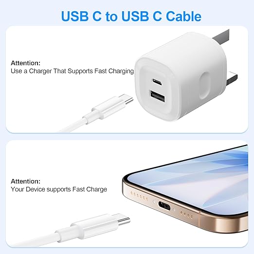 USB C Cable 10 FT,Long USB C Cable 2 Pack,C to C Cable Fast Charging,for iPhone 17 16 15 Pro/Plus/Pro Max,MacBook Pro,iPad Pro Air,Samsung S24/S24 Ultra