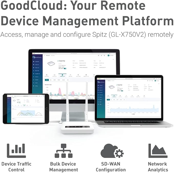 GL-X750V2 (Spitz) T-Mobile/AT&T IoT Device Certified, 4G LTE VPN Router Without BLE Module, AC750 Dual-Band Wi-Fi, RV & Offshore Internet, OpenWrt, IoT Gateway, MicroSD Cardslot, North America only