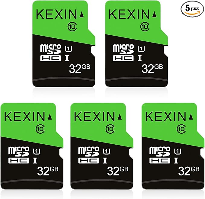 KEXIN 32GB Micro SD Card 5 Pack with SD Adapter microSDHC Memory Card UHS-I C10 U1 Micro SD Card Full HD High Speed TF Card for Smartphone Tablet Dash Cam Drone Game Console, 5 Pack 32 GB