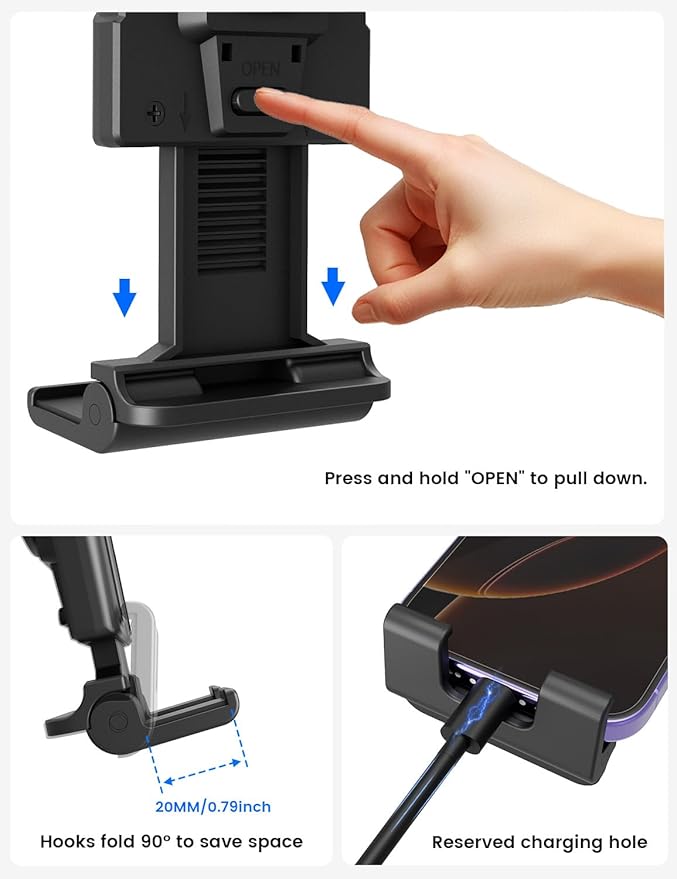 OHLPRO Tablet Holder for Car Dashboard & Windshield, Suction Cup iPad Mount for Truck 360° Rotation Adjustable Clamp Compatible with 5-13" Tablets & Phones, iPad, Galaxy Tab