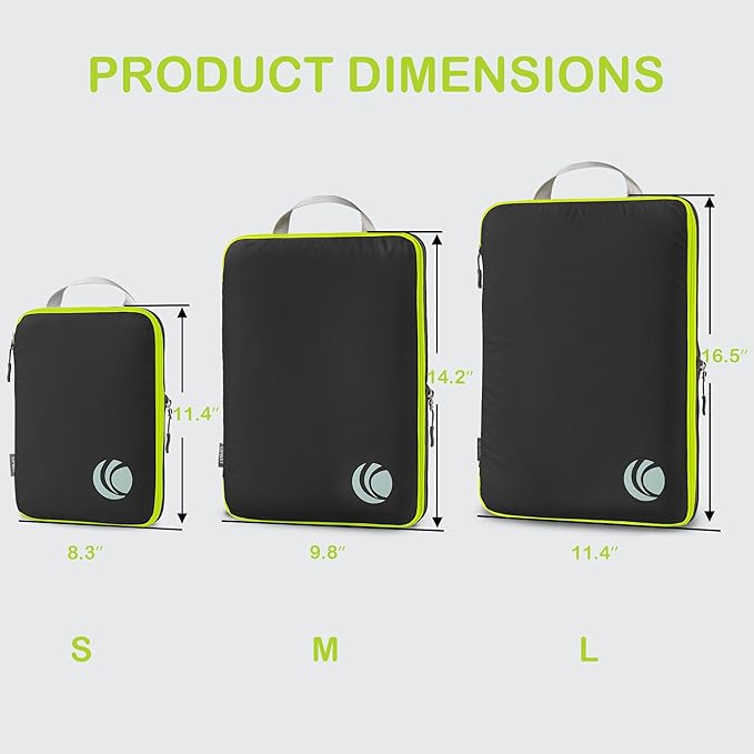 Cipway Compression Packing Cubes, Ultralight Luggage Organizer Bags, Travel Essentials for Carry on Suitcase (3 Piece,Black)