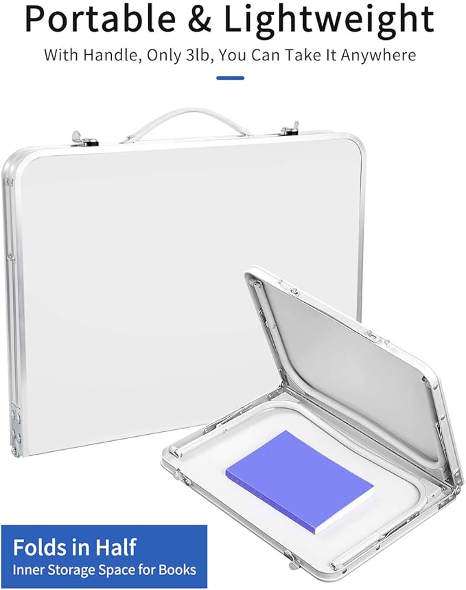 Foldable Laptop Table for Bed, SUVANE Lap Desk Bed Desk, Breakfast Serving Bed Tray, Portable Mini Picnic Table Storage Space Laptop Desk Reading Holder(Gray)