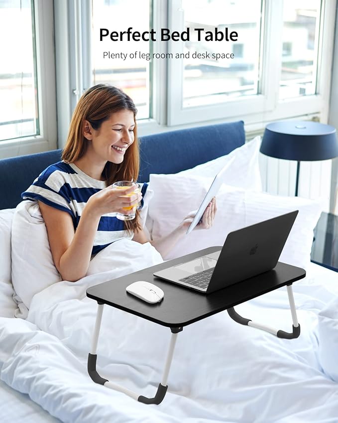 Ruxury Folding Lap Desk Laptop Stand Bed Desk Table Tray, Breakfast Serving Tray, Portable & Lightweight Mini Table for Sofa Couch Floor - Black