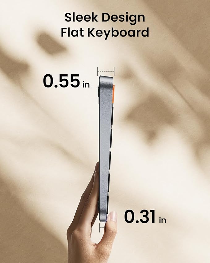 ProtoArc Backlit Compact Wireless Keyboard for Mac, K90-A Bluetooth Keyboard, Multi-Device, Low Profile, Fluid Quiet Typing, Rechargeable, Compatible with MacBook Pro/Air, iPad - Space Gray