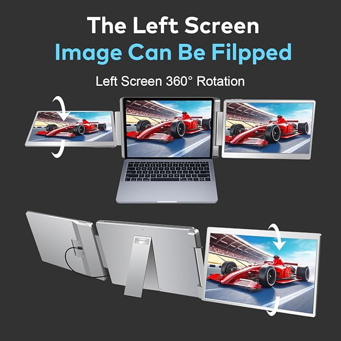 Laptop Screen Extender for Triple Display - 15.6" FHD 1080P Portable Monitor, Detachable, Plug & Play Dual Monitor Extender for 12"-18.5" Laptops, Compatible with Windows/Mac/Android/Chrome/PS3/PS4