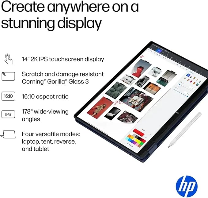 HP Omnibook X Flip 2 in 1 14’’ 2K Touchscreen Laptop, Convertible Laptop 16GB DDR5 RAM 1TB SSD, Intel Core Ultra 5 226V, Intel Arc GPU, Thunderbolt 4, Windows 11, 1 Year Office 365 with Microsoft Pen