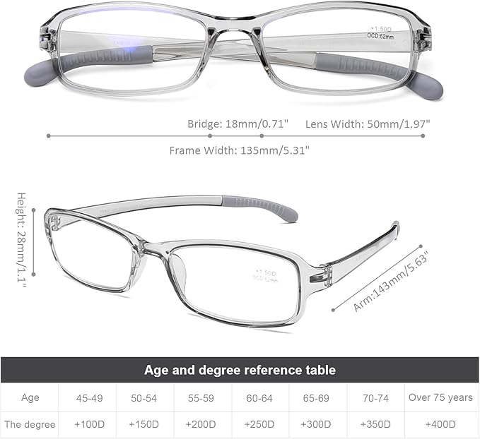 DOOViC 2 Pack Reading Glasses for Women Men TR90 Flexible Lightweight Anti Eyestrain Blue Light Blocking Computer Readers