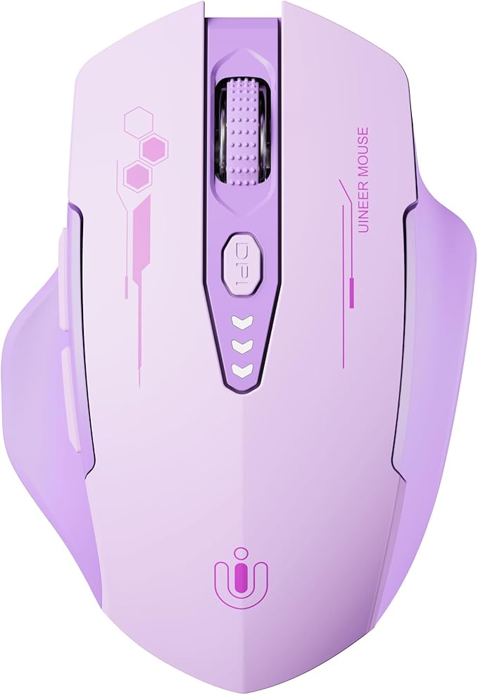 Wireless Bluetooth Mouse,[Upgraded] Rechargeable Computer Mice (BT 5.0/4.0+2.4G Hz) with Visible Battery Level, 4 Adiustable DPl, Portable PC Mouse for MacBook Chromebook,Purple