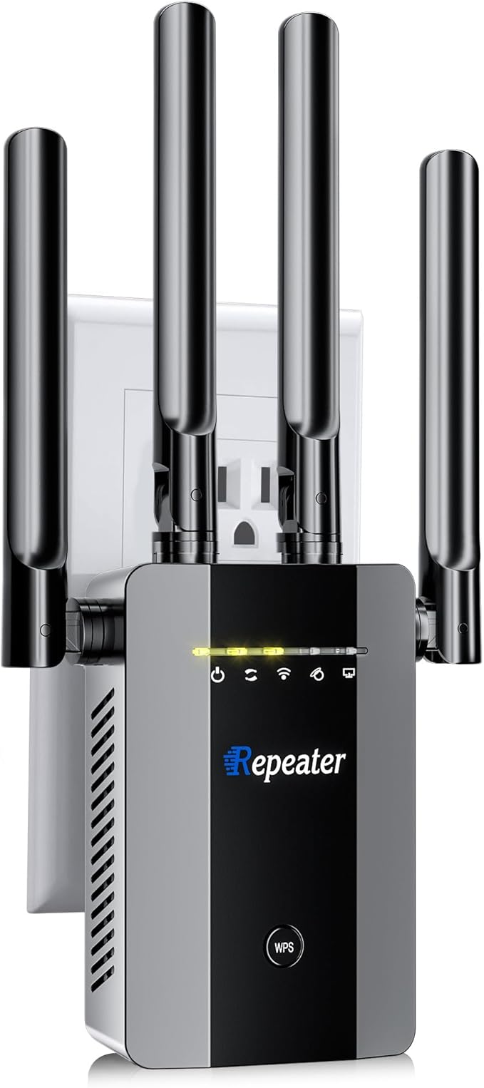 2025 New WiFi Extender Signal Booster, Long Range up to 13355Sq.ft, Wireless Internet Repeater Routers Signal Amplifier for Home, Office, Garage, 8X Faster Access Point with Ethernet Port, 1-Tap Setup