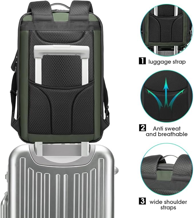 BANGE 15.6INCH Slim Laptop Backpack，Office Business Laptop with Lock, Anti Theft Travel Backpack with USB3.0 Charging Port for Men and Women…