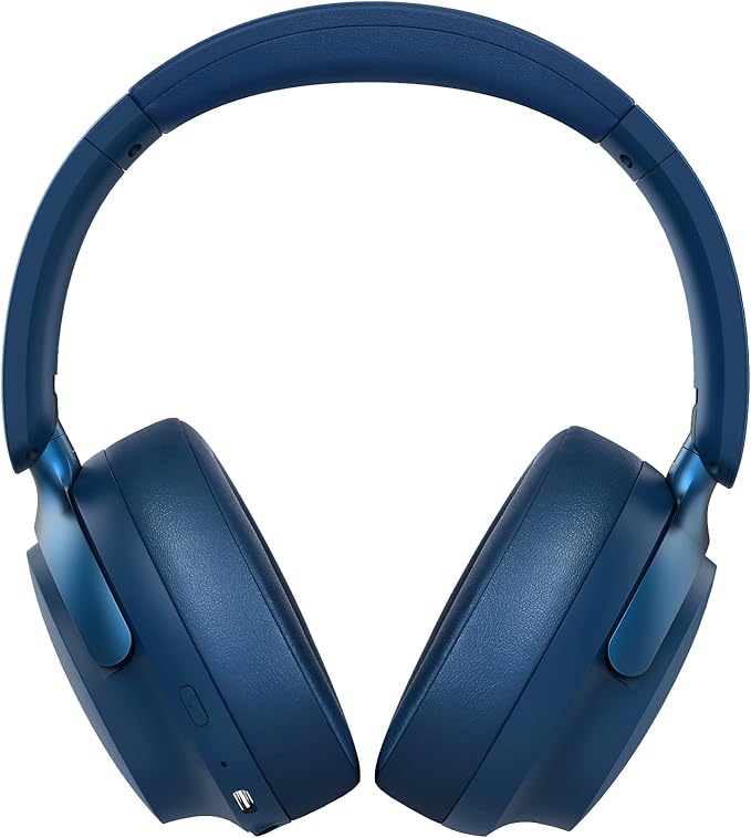 RORSOU B8 Bluetooth Headphones Over Ear, 6 EQ Music Modes and 50H Playtime Deep Bass Wireless Headphones with Mic, Lightweight Folding HiFi Stereo Headset for iPad/Travel/Tablet/PC/Home Blue