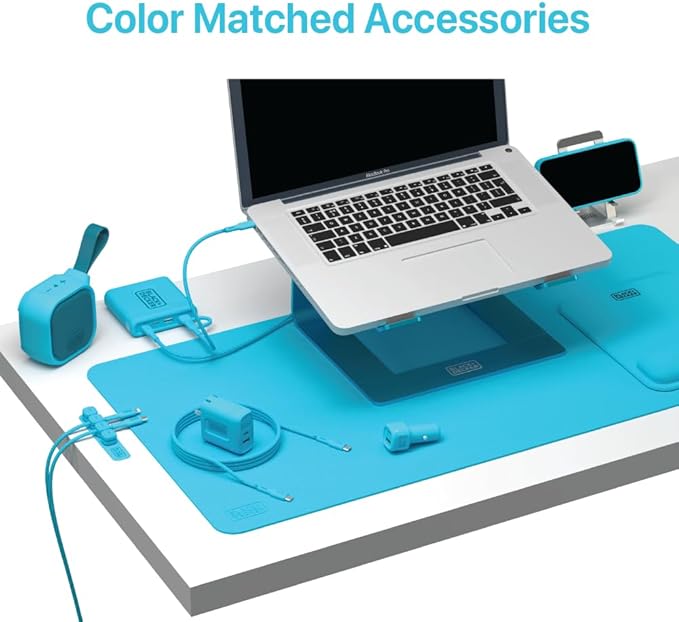 BLACK+DECKER Laptop Stand for Computer Desk, Ergonomic Laptop Stand for Desk, Lap top Riser Compatible with Macbook Notebook, Lap top Holder, Durable Aluminum Computer Riser Accessories, LochNess Blue
