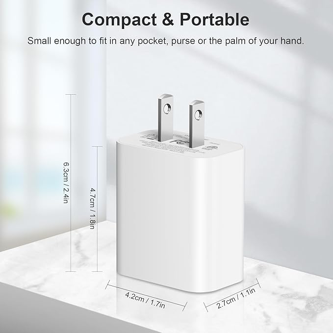 [4 Pack] USB C Charger Block Charging Block Type C Charger 20W Wall Chargers for iPhone Air/17/17 Plus/17 Pro/17 Pro Max/16/16 Plus/16 Pro/16 Pro Max/15/15 Pro/15 Pro Max/14/13/12 Pro/Samsung/Android