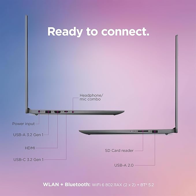 Lenovo IdeaPad Laptop Computer 2025, 15.6" Display, 8GB RAM, 884GB Storage (256GB SSD + 128GB eMMC + 500GB Ext), Intel Dual Core Processor, Long Battery, MarxsolAccessory, 1 Year Office 365, Win 11