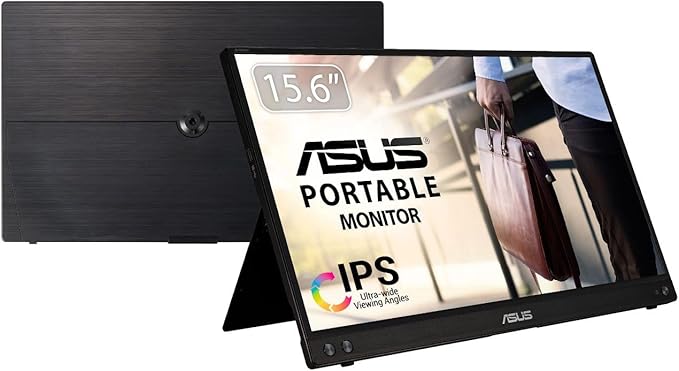 ASUS ZenScreen 15.6” 1080P Portable Monitor (MB16ACV) - Full HD, IPS, Eye Care, Flicker Free, Blue Light Filter, Kickstand, USB-C Power Delivery, for Laptop, PC, Phone, Console