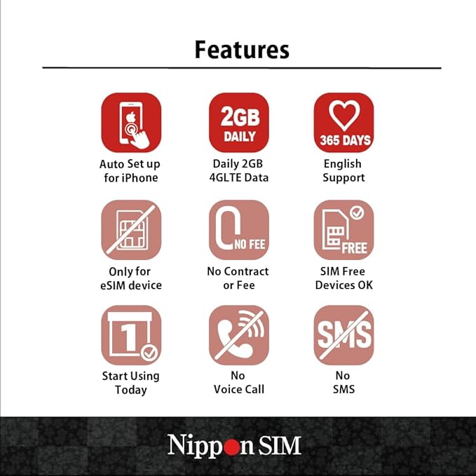 [eSIM ] Japan eSIM 8 Days Data Only | Daily 2GB High-Speed 4G LTE + Unlimited Data at Reduced Speed | No Roaming Needed for Faster, Safer Access | Hotspot tethering Supported | Docomo | Made in Japan