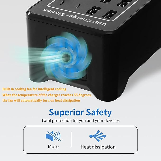 USB C Charger Block, 100W(20A) 20 Port Multiport USB Hub Desktop Fast Wall Charger, 10 Port USB C and USB Charging Compatible for Apple iPhone, iPad, Tablets, Samsung Galaxy