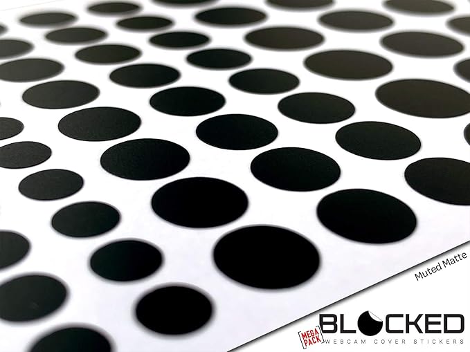 Stackable Webcam/Camera Vinyl Covers | 95 Low-Tack Restickable Webcam Sticker | 5-Sizes | Black 95-Pack (Muted Matte)