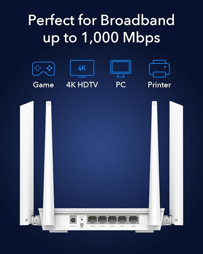 Cudy WR3000S AX3000 Dual Band WiFi 6 Mesh Router, 5 Gigabit Ethernet RJ45 Ports, 4 Antennas, MU-MIMO, OpenVPN, Wireguard, Zerotier, Ipsec VPN, Cloud APP