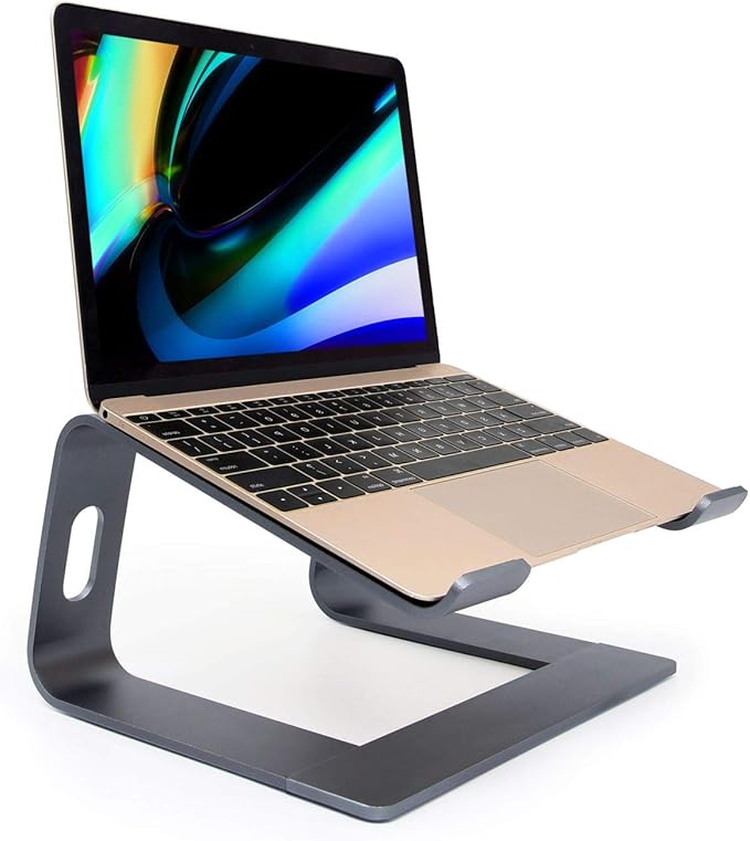 MacBook Pro/Air HP Lenovo Samsung Huawei Laptop Riser: Gray Aluminum Ergonomic Mount for 10-17.3' Laptops