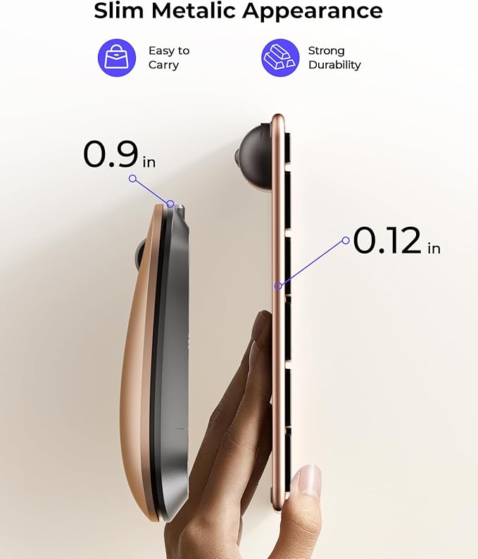 seenda Bluetooth Keyboard and Mouse for Mac, SKM64-2 Multi-Device Rechargeable Slim Wireless Keyboard Mouse Stainless Steel Full Size, Compatible with MacBook Pro/Air, iPad, Mac - Black Gold