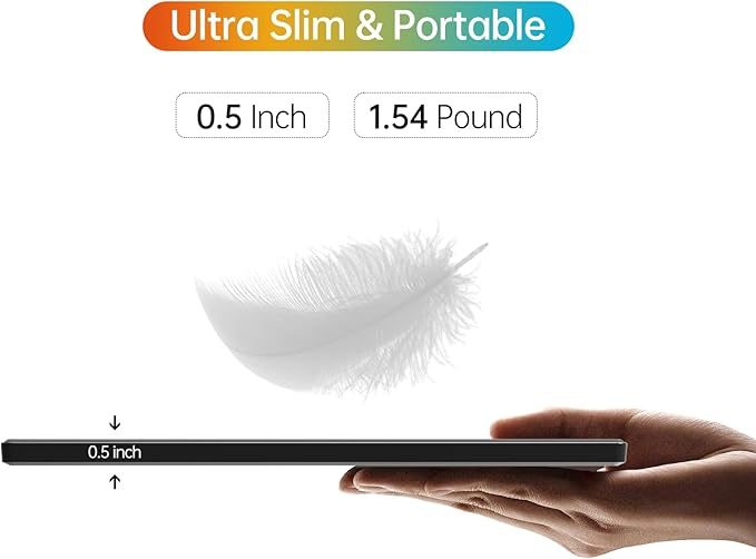 MNN Portable Monitor 14 inch FHD 1920 * 1200P USB C HDMI Ultra-Slim IPS Travel Display w/Speakers, HDR Plug&Play, External Monitor for Laptop PC, Phone,Mac(400cd/m² Brightness)