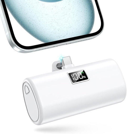 Portable Charger, 6000mAh for iPhone 15 16 Power Bank, USB-C Portable Phone Charger with Fast Charging (20W), Mini Battery Pack for iPhone 15 Pro/15 Plus/15 Promax/Samsung/Huawei Andriod - White