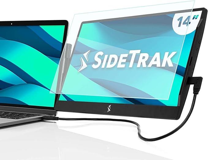 SideTrak Swivel 14" Attachable Portable Monitor Extender, FHD TFT Laptop Dual Screen with Kickstand + Unique Swivel Hinge, Compatible with Mac, PC, Chrome, USB or Mini HDMI Port Power (w/Protector)