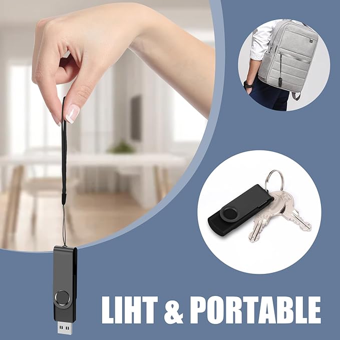 EASTBULL 2GB USB Thumb Drives 100 Pack with Lanyards - USB 2.0 Jump Drive for Storage and Backup (Black, 100PCS)