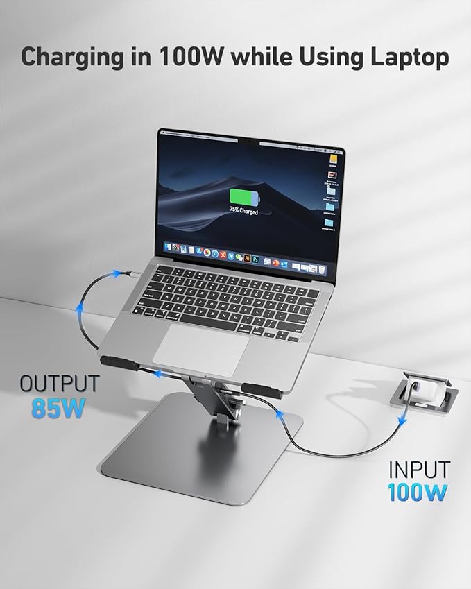 BENFEI Laptop Stand with USB C 7in1 Docking Station,HDMI 4K@60Hz,1*SD 1*Micro SD,100W Power Delivery,10Gbps 1*USB C 3.2 and 2*USB A 3.2 Compatible with MacBook Pro/Air, iPad Pro, XPS, Thinkpad