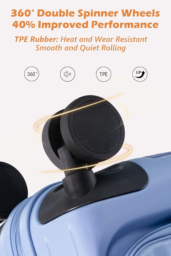 HotWay 24 Inch Expandable Checked Luggage with Cup Holder, Hardside TSA Approved Luggage with Spinner Wheels, Top Opening Suitcase For Travel, Gray