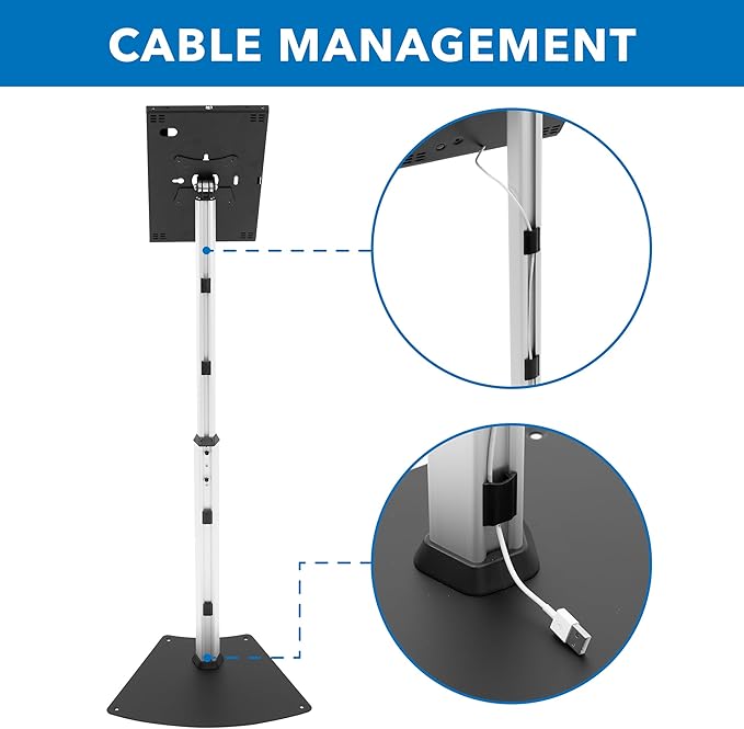 Mount-It! Anti-Theft Tablet Kiosk Floor Stand Compatible with iPad 10, 9, 8, Pro 11, 10.5, Air 10.5, Height Adjustable Locking Kiosk for iPad, Steel Kiosk for Business and Retail