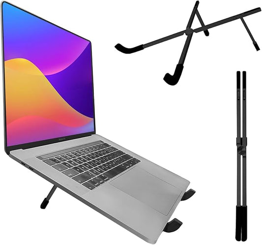 Protable Laptop Stand for Desk,Foldable Laptop Riser Holder,Ventilated Cooling Notebook Mount Computer Stand for 10-15.6” Laptops,Tablets，Aluminum (Black)