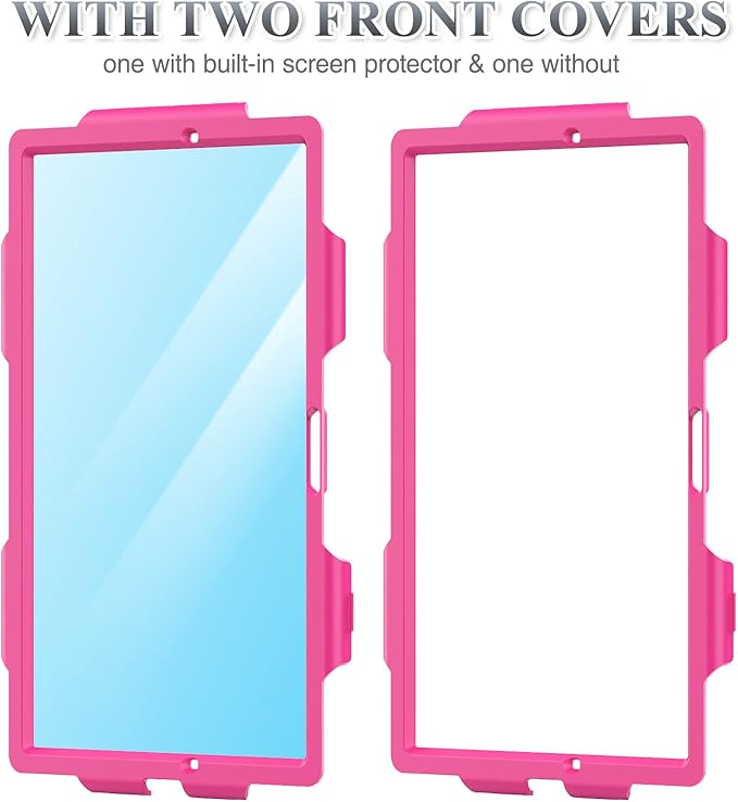 SEYMAC stock Case for Samsung Galaxy Tab A8 10.5'', Full-Body Drop Protection Case with Screen Protector Pencil Holder [360° Rotating Hand Strap] &Stand, Pink+Black