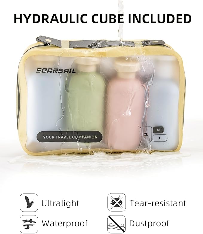 6 Set Compression Packing Cubes for Travel, Large Medium Small Luggage Organizers (Bright Yellow)