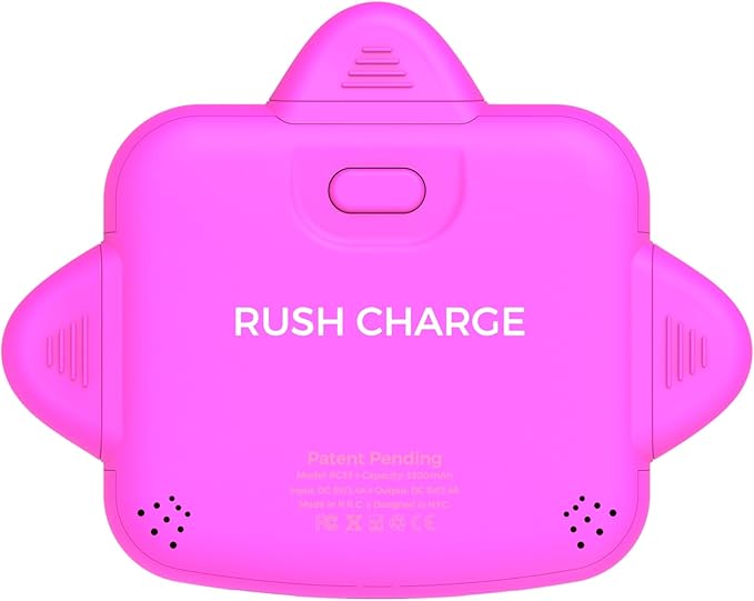 Rush Charge Universe 3 in 1 Portable Charger – 3300mah, 2.4A High-Speed Fast Charging Compatible with iPhone and Android Lightning, Type C, Micro-USB Charges 3 Devices at a Time Pre-Charged RC33 Pink
