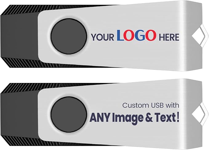 Customizable Flash Drives 64GB, Wooolken Personalized USB 2.0 Drive 10/20/50/100 Pack, Custom Thumb Drive Engraved Logo USB Drive (Mixcolors)