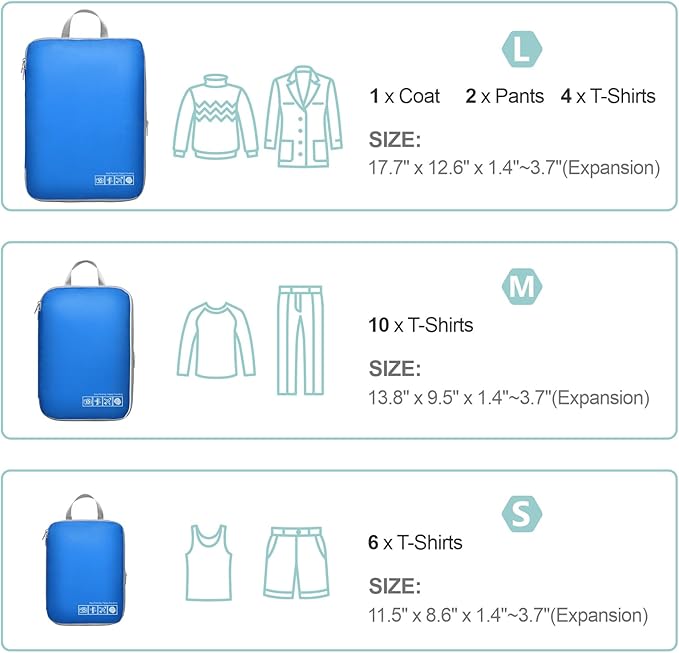 Cambond Compression Packing Cubes for Travel Women - Travel Bags Luggage Organizers Travel Essentials Compression Cubes for Travel Carry on Suitcases Organizer