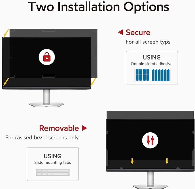 bersem 2 Pack 27 inch Removable Computer Privacy Screen Filter for 16:9 Ratio Monitor, Anti-Spy, Anti-Glare, Anti-Scratch, UV-Blocking