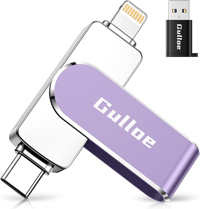 Gulloe 512GB Flash Drive Intended for iPhone, Memory Stick Storage for Photos and Videos Backup, Compatible with iPhone iPad Android PC, Plug and Play, No Application Required (Purple)