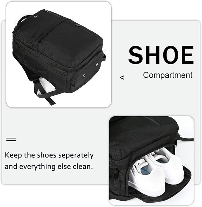 MATEIN Carry on Backpack, Flight Approved Travel Backpack with USB Port, TSA Personal Item Travel Bag fits 17" Laptop, Large Water Resistant Luggage Overnight Weekender Bag for Men & Women, Black