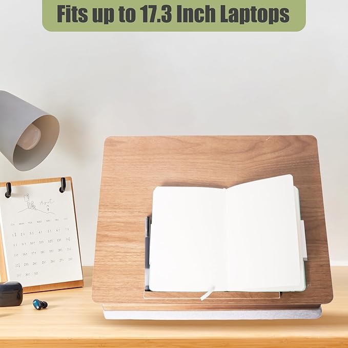 Easel Lap Desk for Adults, Acacia Wood Lap Desk for Laptop with Storage and Cushion, Height Adjusted Laptop Pad for Writing, Drawing, Laptop Work, and More, Fits up to 17.3 Inch Laptop