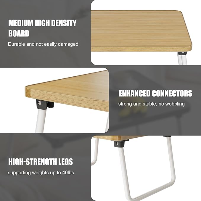 Lap Desks Laptop Tray for Bed or Couch,Portable Breakfast Serving Tray with Folding Legs,Foldable & Lightweight Mini Table, Laptop Stand for Working, Reading and Writing,Beige