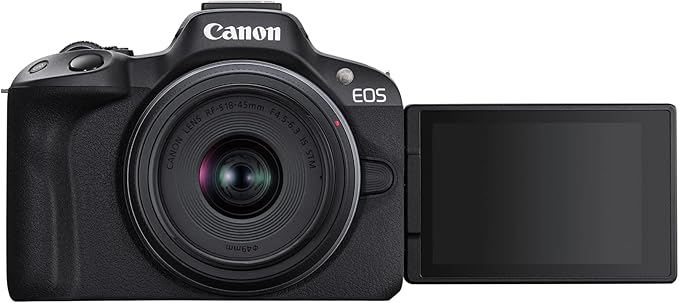 Canon EOS R50 Mirrorless Camera with RF-S18-45mm F4.5-6.3 is STM & RF-S55-210mm F5-7.1 is STM Lenses, 24.2 Megapixel CMOS (APS-C) Sensor, 4K Video, Content Creator Vlogging Camera, RF Mount, Black