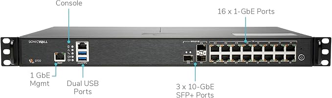 SonicWall NSA 2700 (02-SSC-4324) Bundled with a SonicWall 3YR 24x7 Support for NSA 2700 Series (02-SSC-6901)